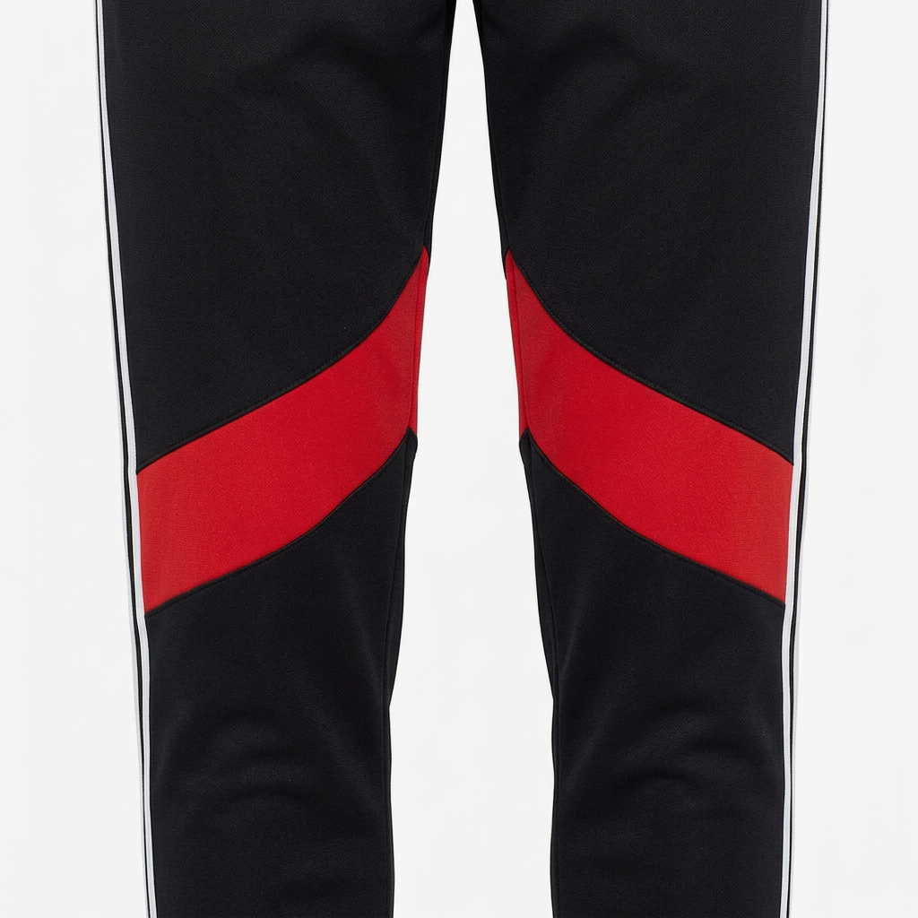Détail des bandes rouges du pantalon